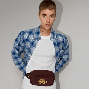 NEW JUSTIN Bieber x Tim Hortons belt bag fanny pack brown corduroy Canadian BNWT